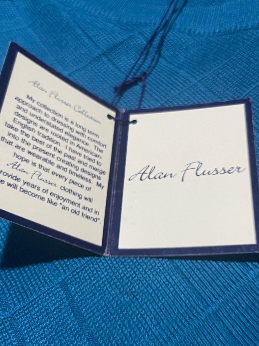 Alan Flusser 100% Silk Textured Sweater Vest Men’s Large NWT Turquoise Luxur Y2K - Picture 8 of 10